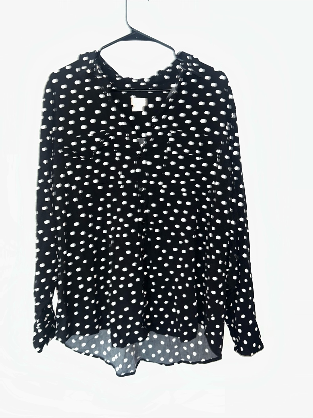 Chico's Black and White Polka Dot Button-Front Blouse